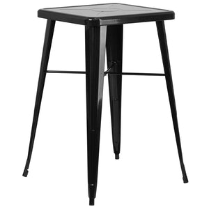 Commercial Grade 23.75" Square Black Metal Indoor-Outdoor Bar Height Table by Office Chairs PLUS