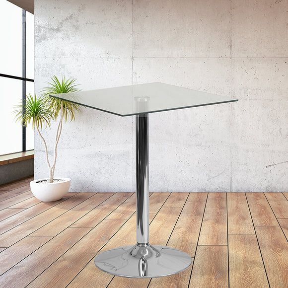 23.75'' Square Glass Table with 30''H Chrome Base by Office Chairs PLUS