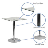 23.75'' Square Glass Table with 30''H Chrome Base