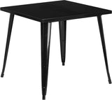 Commercial Grade 31.75" Square Black Metal Indoor-Outdoor Table