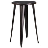 Commercial Grade 24" Round Black-Antique Gold Metal Indoor-Outdoor Bar Height Table by Office Chairs PLUS
