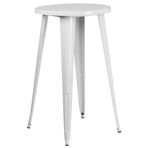 Commercial Grade 24" Round White Metal Indoor-Outdoor Bar Height Table by Office Chairs PLUS