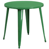 Commercial Grade 30" Round Green Metal Indoor-Outdoor Table by Office Chairs PLUS
