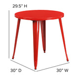 Commercial Grade 30" Round Red Metal Indoor-Outdoor Table