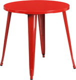 Commercial Grade 30" Round Red Metal Indoor-Outdoor Table by Office Chairs PLUS