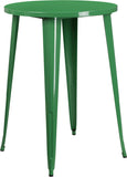 Commercial Grade 30" Round Green Metal Indoor-Outdoor Bar Height Table by Office Chairs PLUS