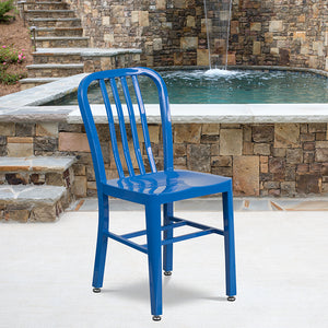 Commercial Grade Blue Metal Indoor-Outdoor Chair by Office Chairs PLUS
