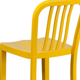 Commercial Grade 30" High Yellow Metal Indoor-Outdoor Barstool with Vertical Slat Back