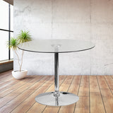 39.25'' Round Glass Table with 29''H Chrome Base by Office Chairs PLUS