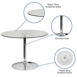 39.25'' Round Glass Table with 29''H Chrome Base