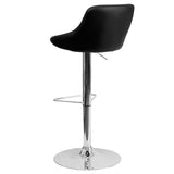 Contemporary Black Vinyl Bucket Seat Adjustable Height Barstool with Chrome Base