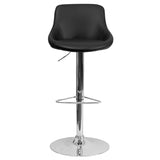 Contemporary Black Vinyl Bucket Seat Adjustable Height Barstool with Chrome Base