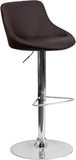 Contemporary Brown Vinyl Bucket Seat Adjustable Height Barstool with Chrome Base