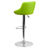 Contemporary Green Vinyl Bucket Seat Adjustable Height Barstool with Diamond Pattern Back and Chrome Base