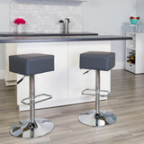 Contemporary Gray Vinyl Adjustable Height Barstool with Square Seat and Chrome Base by Office Chairs PLUS