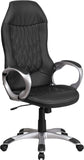 High Back Black Vinyl Executive Swivel Office Chair with Arms by Office Chairs PLUS