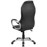 High Back Black Vinyl Executive Swivel Office Chair with Arms