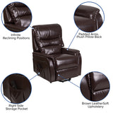 HERCULES Series Brown LeatherSoft Remote Powered Lift Recliner