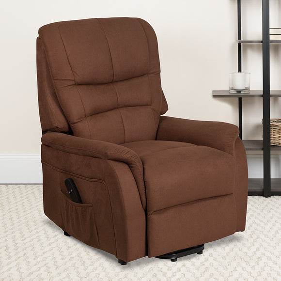 HERCULES Series Brown Microfiber Remote Powered Lift Recliner by Office Chairs PLUS