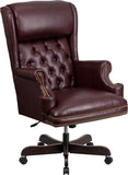High Back Traditional Tufted Burgundy LeatherSoft Executive Ergonomic Office Chair with Oversized Headrest & Arms