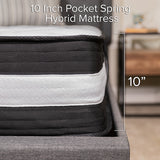 Capri Comfortable Sleep 10 Inch CertiPUR-US Certified Hybrid Pocket Spring Mattress, Queen Mattress in a Box