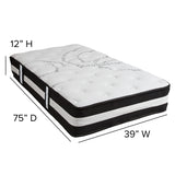 Capri Comfortable Sleep 12 Inch CertiPUR-US Certified Hybrid Pocket Spring Mattress, Twin Mattress in a Box