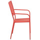 Commercial Grade Coral Indoor-Outdoor Steel Patio Arm Chair with Square Back