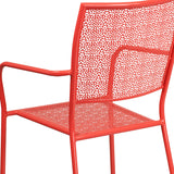 Commercial Grade Coral Indoor-Outdoor Steel Patio Arm Chair with Square Back