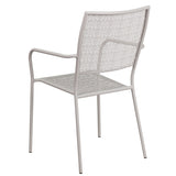 Commercial Grade Light Gray Indoor-Outdoor Steel Patio Arm Chair with Square Back