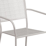 Commercial Grade Light Gray Indoor-Outdoor Steel Patio Arm Chair with Square Back