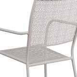 Commercial Grade Light Gray Indoor-Outdoor Steel Patio Arm Chair with Square Back