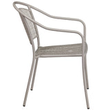 Commercial Grade Light Gray Indoor-Outdoor Steel Patio Arm Chair with Round Back