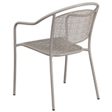 Commercial Grade Light Gray Indoor-Outdoor Steel Patio Arm Chair with Round Back