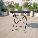 Commercial Grade 30" Round Black Indoor-Outdoor Steel Folding Patio Table by Office Chairs PLUS