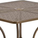 Commercial Grade 35.5" Square Gold Indoor-Outdoor Steel Patio Table with Umbrella Hole