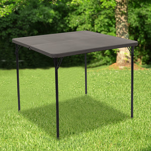 2.83-Foot Square Bi-Fold Dark Gray Plastic Folding Table with Carrying Handle by Office Chairs PLUS
