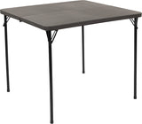 2.83-Foot Square Bi-Fold Dark Gray Plastic Folding Table with Carrying Handle