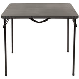 2.83-Foot Square Bi-Fold Dark Gray Plastic Folding Table with Carrying Handle