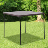 2.83-Foot Square Bi-Fold Brown Wood Grain Plastic Folding Table with Carrying Handle by Office Chairs PLUS
