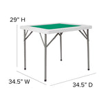 34.5" Square 4-Player Folding Card Game Table with Green Playing Surface and Cup Holders