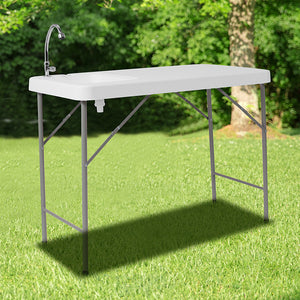 4-Foot Portable Fish Cleaning Table / Outdoor Camping Table and Sink by Office Chairs PLUS