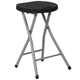 Foldable Stool with Black Plastic Seat and Titanium Gray Frame