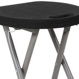 Foldable Stool with Black Plastic Seat and Titanium Gray Frame