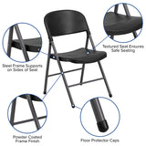 HERCULES Series 330 lb. Capacity Black Plastic Folding Chair with Charcoal Frame
