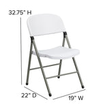 HERCULES Series 330 lb. Capacity White Plastic Folding Chair with Gray Frame