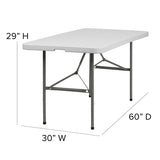 5-Foot Bi-Fold Granite White Plastic Folding Table