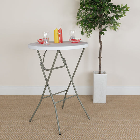 2.6-Foot Round Granite White Plastic Bar Height Folding Table by Office Chairs PLUS
