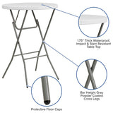 2.6-Foot Round Granite White Plastic Bar Height Folding Table