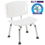 HERCULES Series Tool-Free and Quick Assembly, 300 Lb. Capacity, Adjustable White Bath & Shower Chair with Extra Large Back