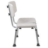 HERCULES Series Tool-Free and Quick Assembly, 300 Lb. Capacity, Adjustable White Bath & Shower Chair with U-Shaped Cutout